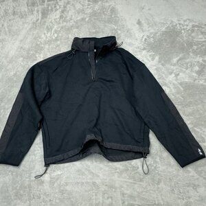 Bass Outdoor 1/4 Zip Convertible Hoodie Black Beauty L Adjustable Hem NWT 6239
